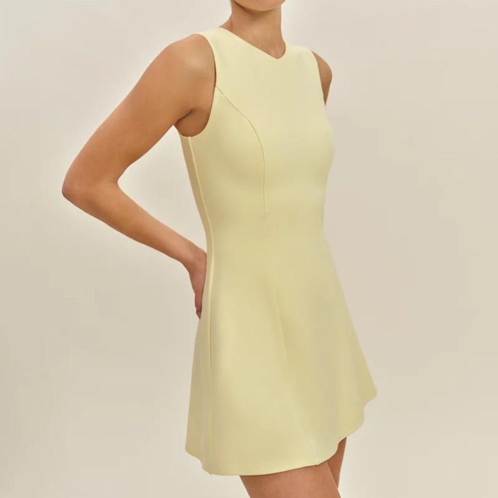 Reformation | NWT‎ Ava Heavy Lined Knit Mini Dress in Lemon Yellow Size XS - Picture 3 of 10